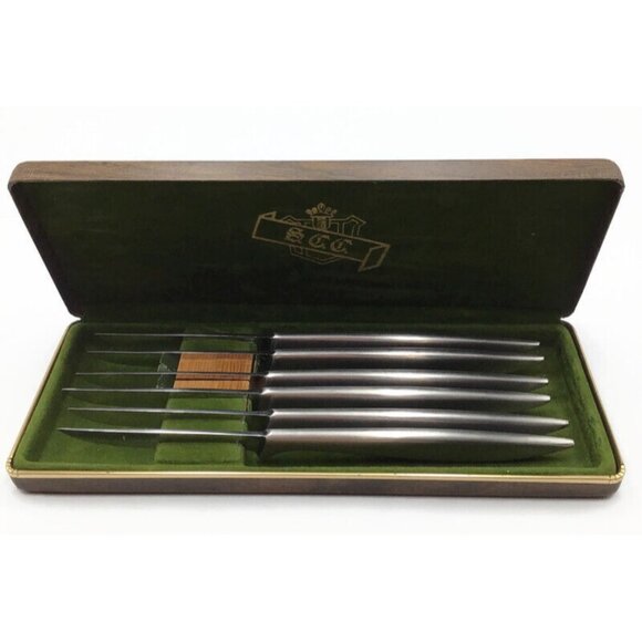 Supreme Cutlery Corp Knives Set of 5 Vintage Stainless Steel + Case S.C.C. Italy - Picture 5 of 10